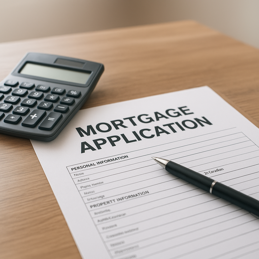 Mortgage application form with calculator on desk representing Allen Texas property tax calculations