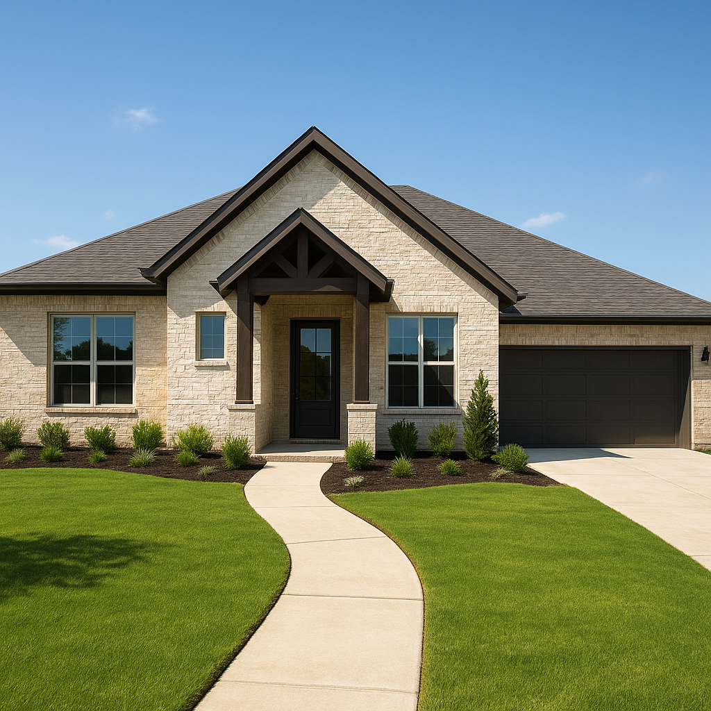 Upscale suburban home exterior in Forney TX for conventional loan purchase 2026