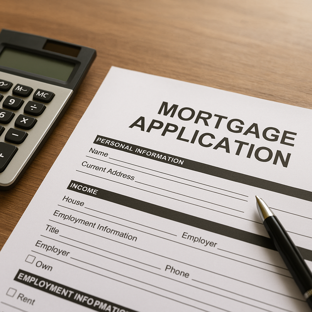 Mortgage application form with calculator illustrating credit score pricing grid LLPA impact on mortgage rate