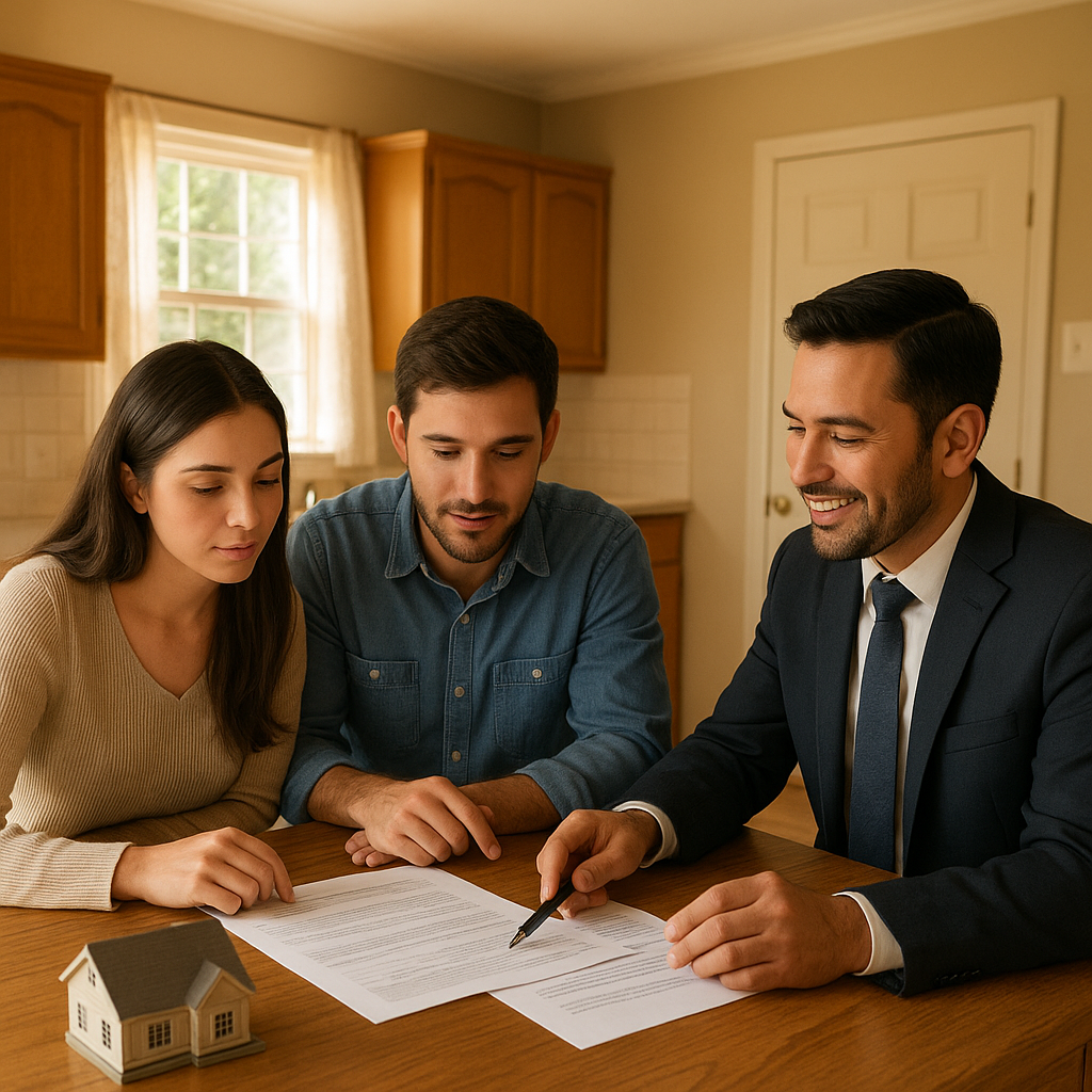 Couple reviewing mortgage strategy documents — DFW buyer guide October 2026 rates above 7%