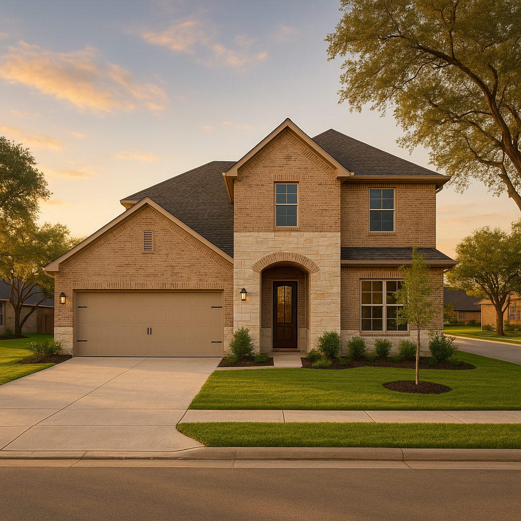 New construction Texas suburban home exterior