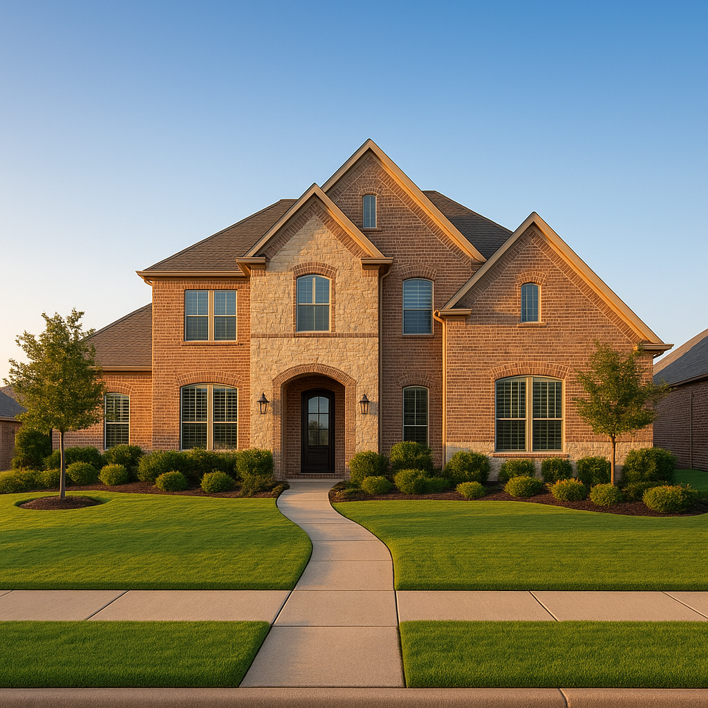 Upscale Texas suburban home exterior in Collin County neighborhood