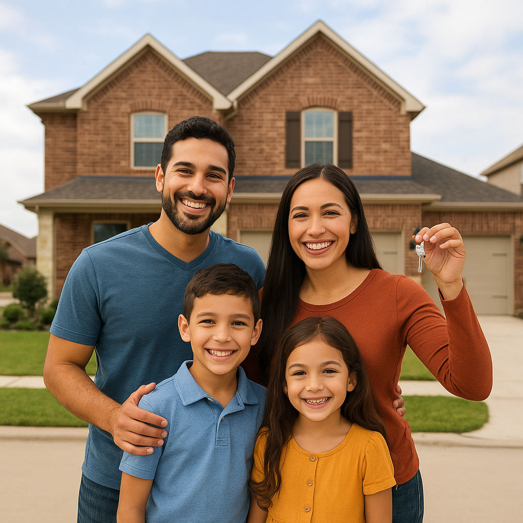 Happy family holding house keys for gift funds down payment post