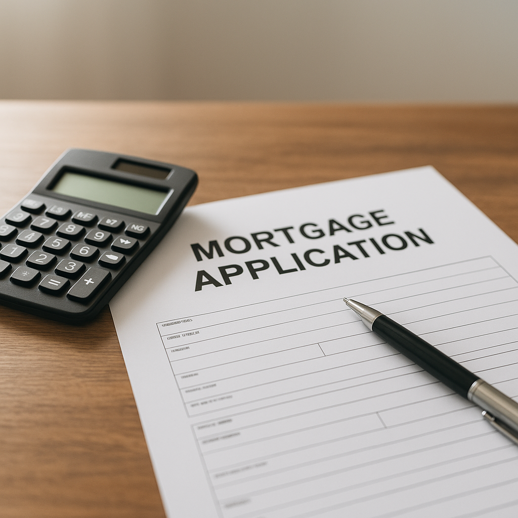 Mortgage application form with calculator on desk representing Irving Texas property tax calculations