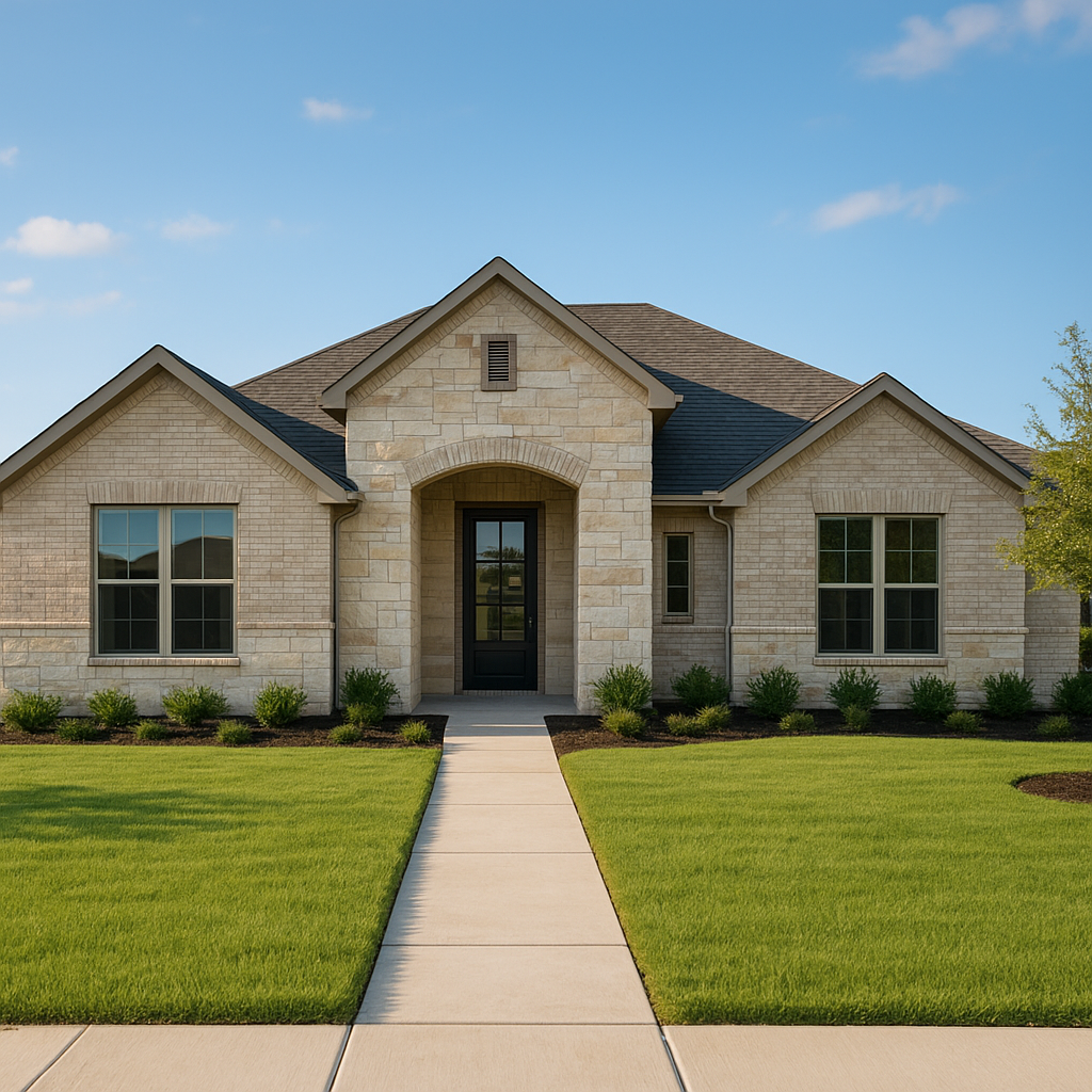 Upscale suburban Texas home exterior representing jumbo loan price range in DFW