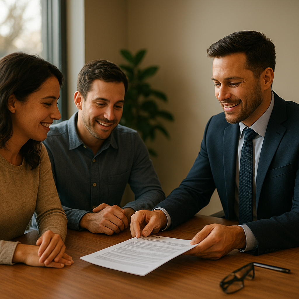 Local mortgage lender meeting with couple in Dallas TX office to discuss home loan options 2026