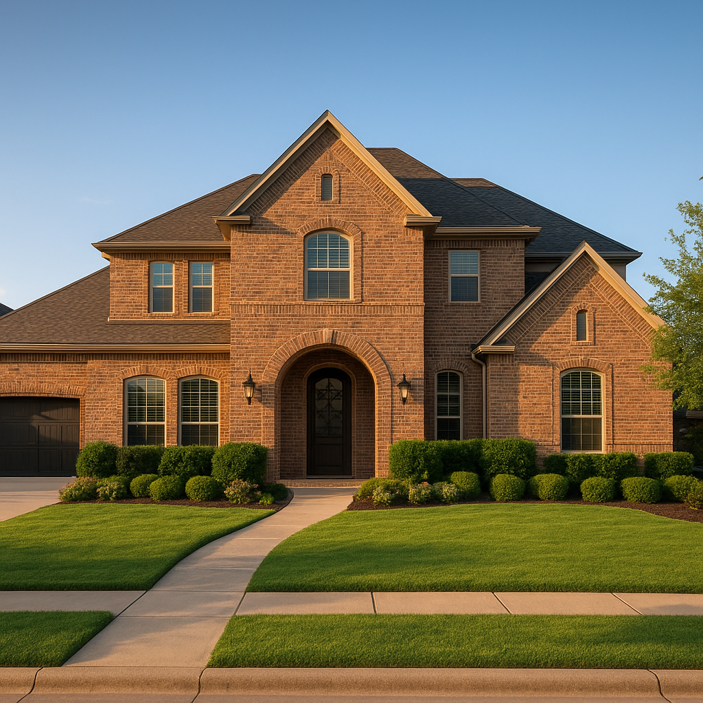 Upscale suburban home exterior in Prosper Texas Collin County neighborhood