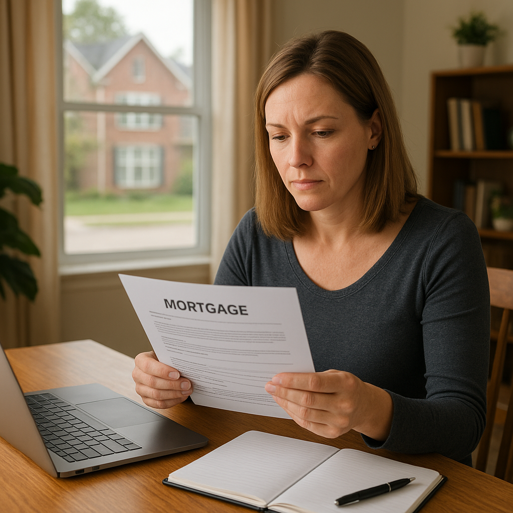 Arlington TX homeowner reviewing refinance mortgage paperwork at home office in 2026
