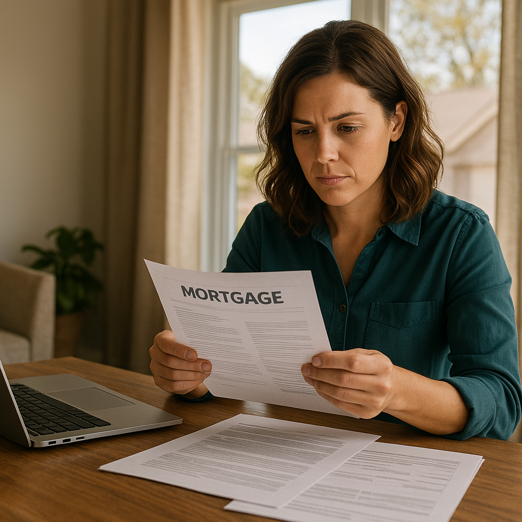 Terrell TX homeowner reviewing refinance mortgage paperwork at home office in 2026