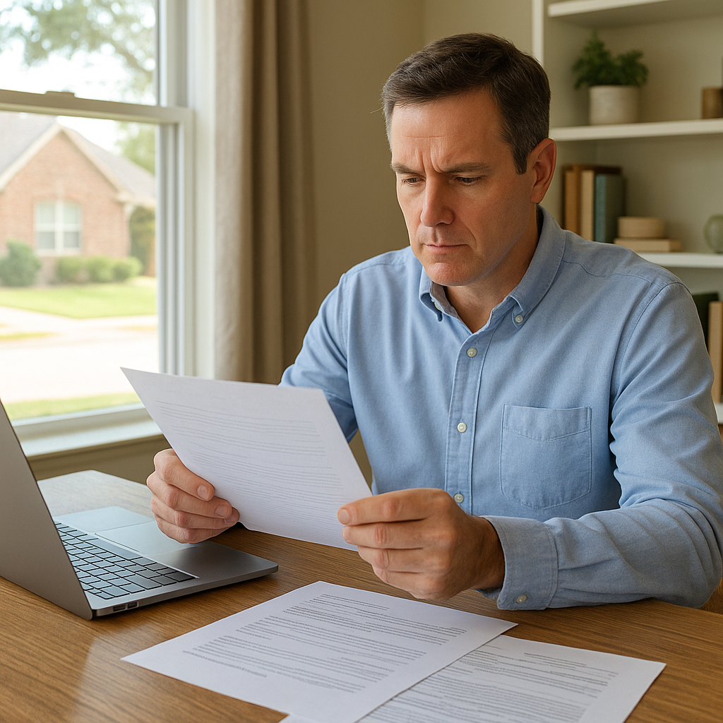 Homeowner reviewing mortgage paperwork with October 2026 rate data