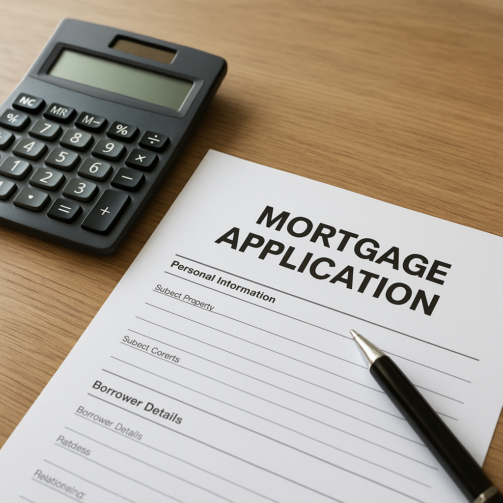 Mortgage application form with calculator and pen — Texas title insurance closing costs guide 2026