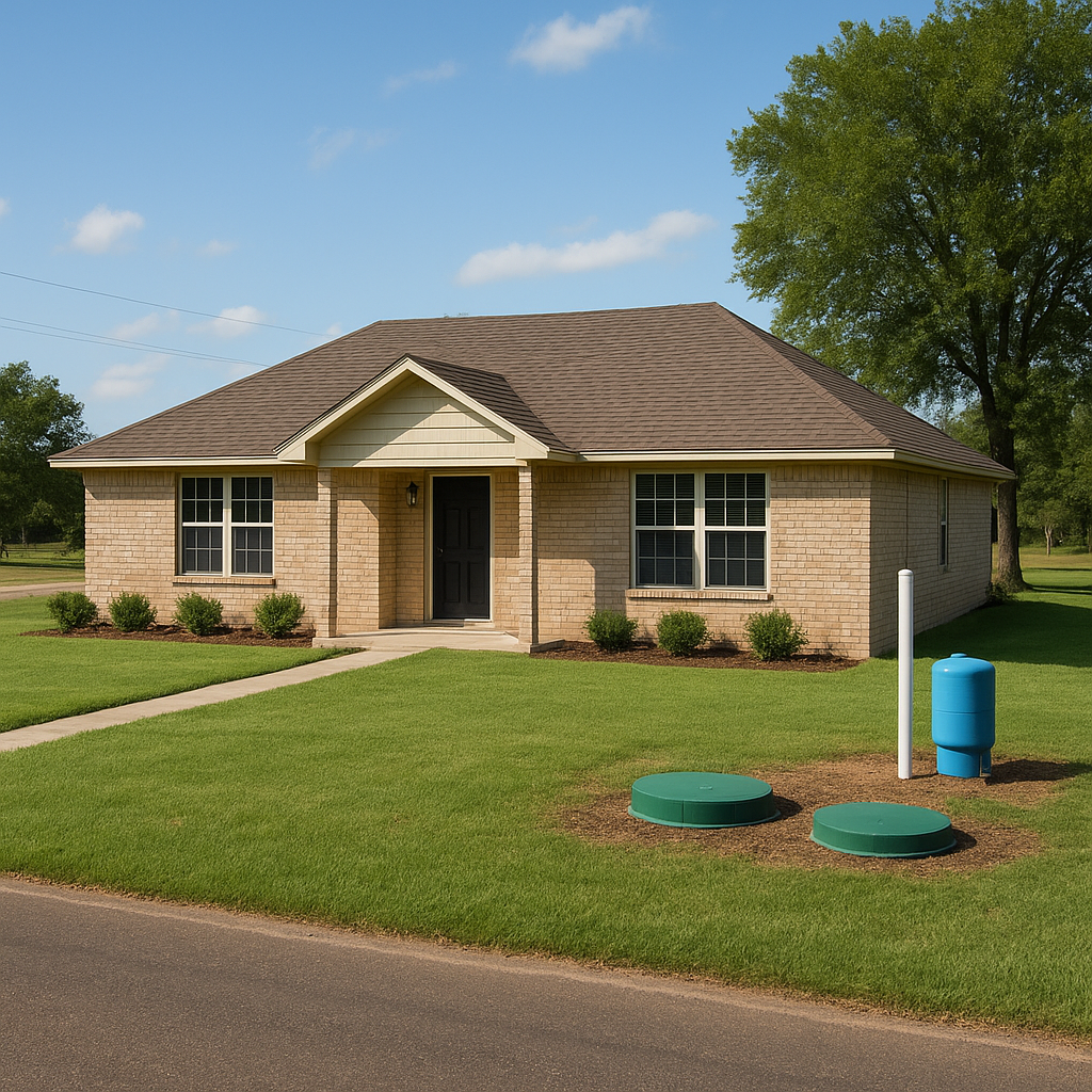 Single-story Texas rural-suburban home exterior for USDA property condition requirements post