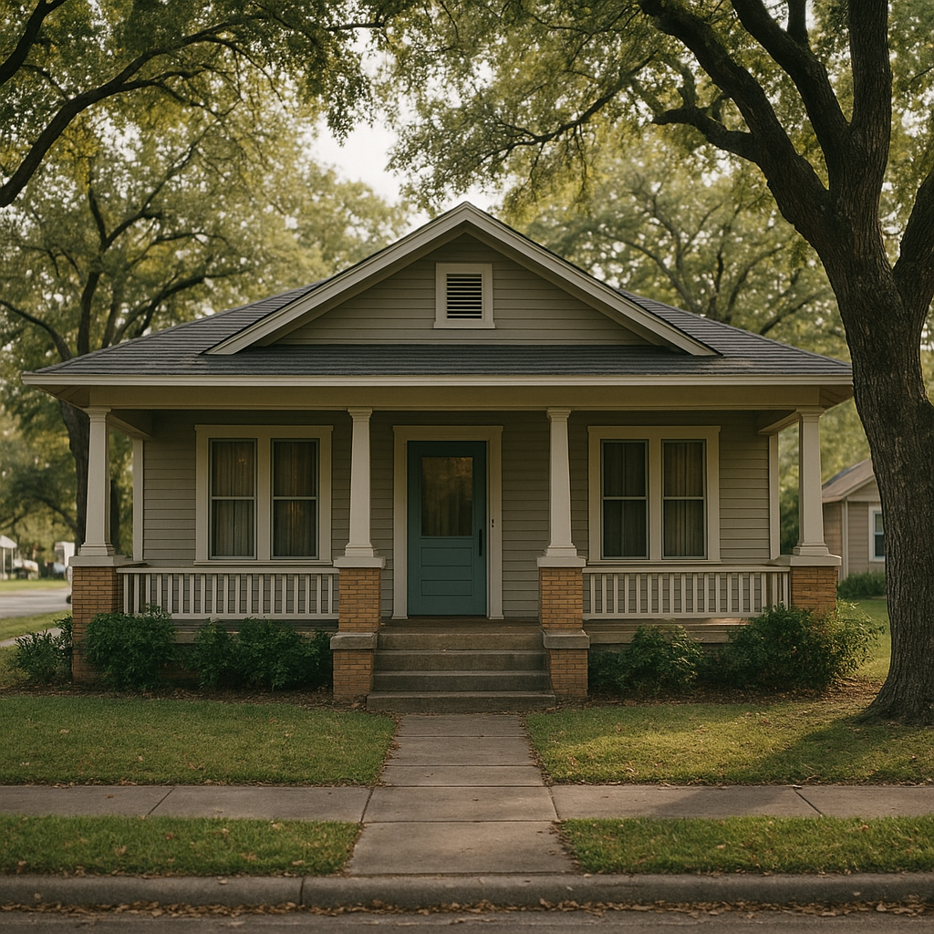 Older Texas home with a wide front porch in Terrell