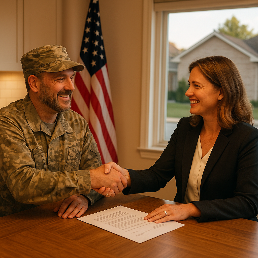 Texas veteran with real estate agent discussing VA loan buyer broker fee rules 2026