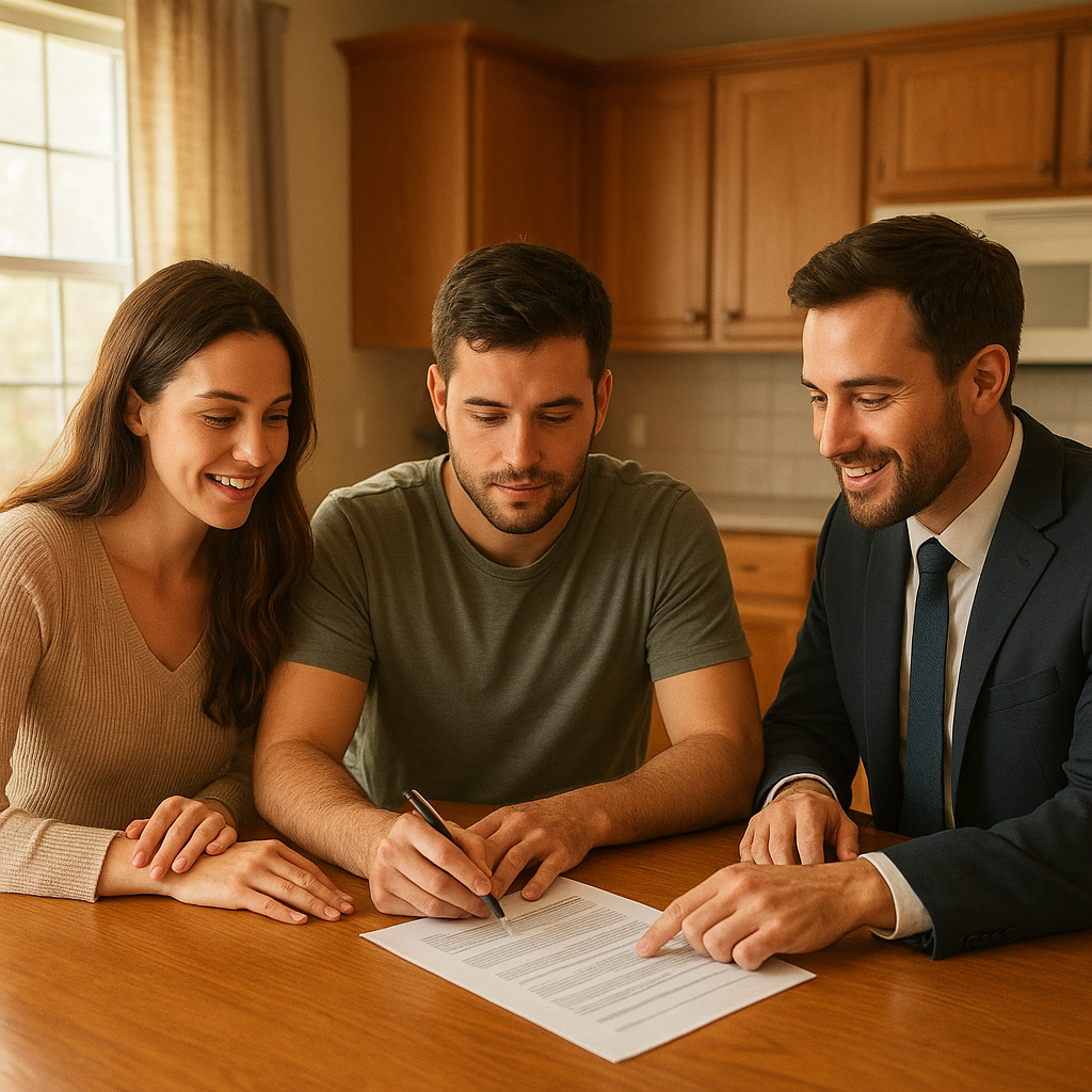 Person reviewing financial documents and credit report on laptop at kitchen table